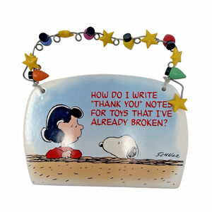 Department 56 Peanuts Holiday Plaque featuring Lucy and Snoopy 5x3.5" EUC